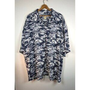 Big Dogs Shirt Size 5X Hawaiian Button Resort Travel Vacation Summer Palm Trees